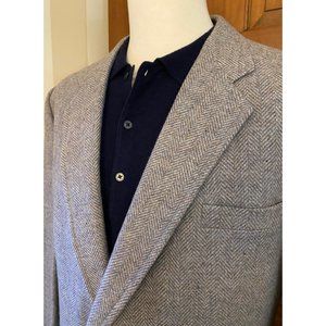 VTG Classic Herringbone Wool Sport Coat Men 50 Ex-Long Two-Button Blazer Jacket